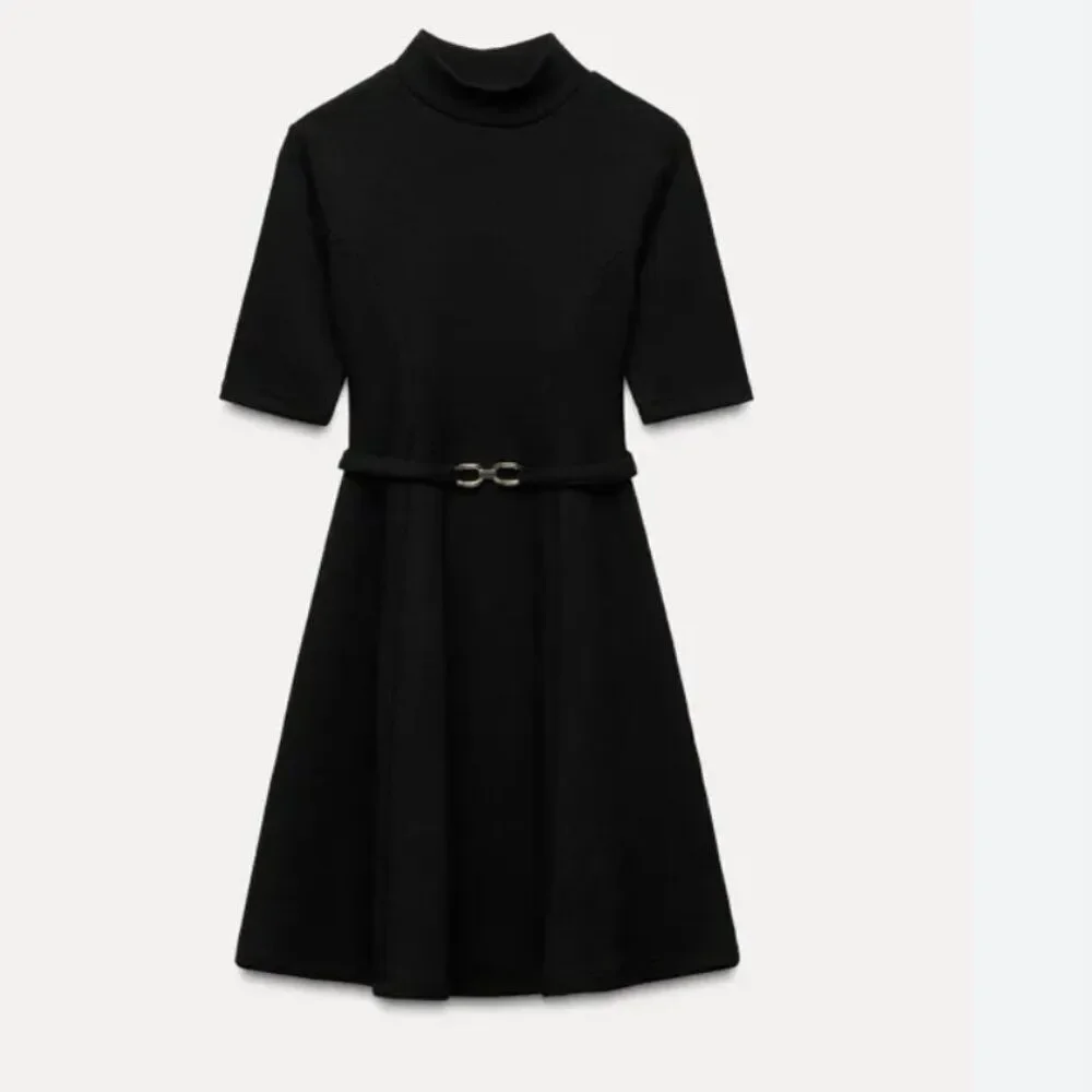 ZARA Stretch Knit Skater Dress w/ Belt – NEW – Size M✨